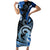 Polynesia Paisley Family Matching Short Sleeve Bodycon Dress and Hawaiian Shirt Mix Blue Polynesian Pattern LT05 Mom's Dress Blue - Polynesian Pride