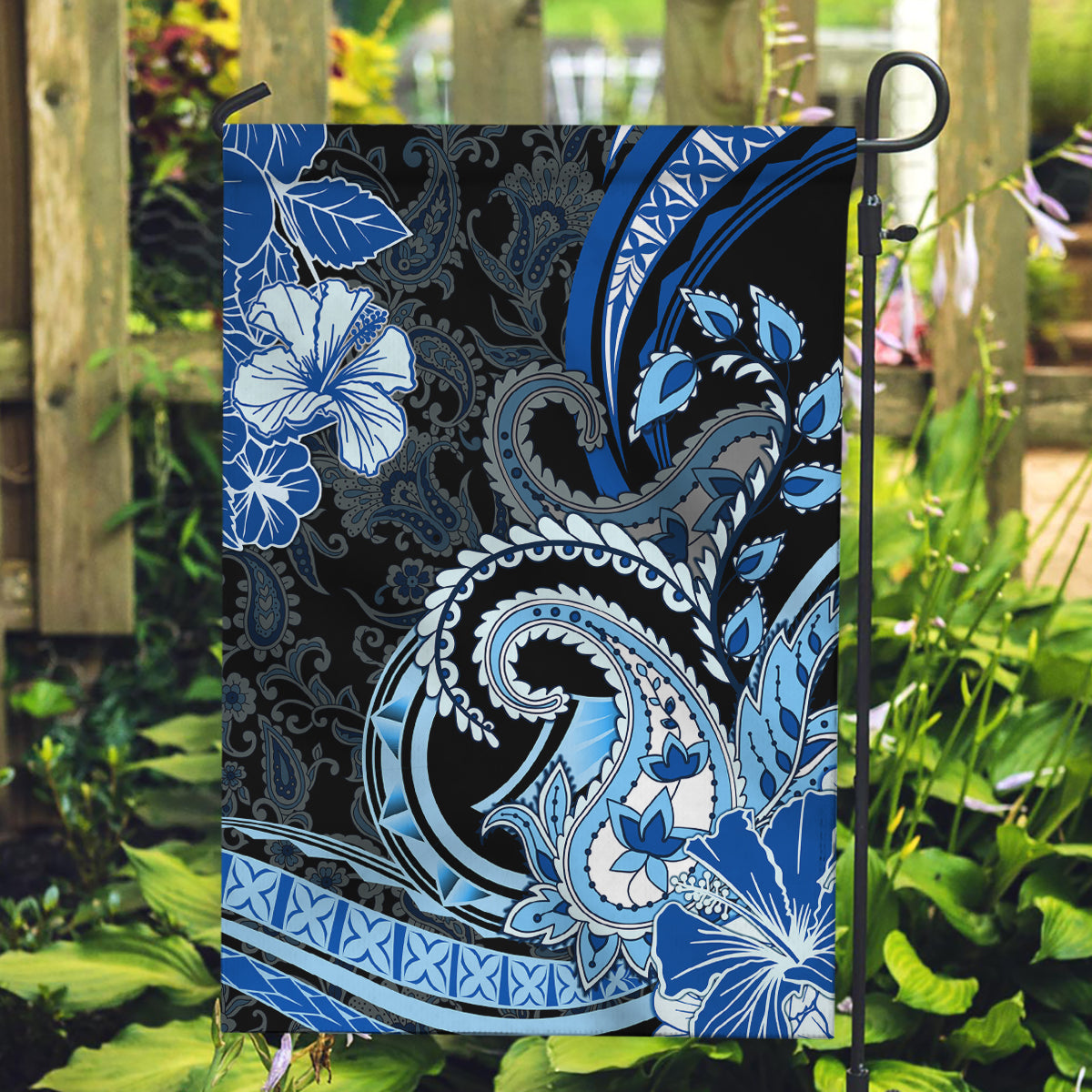 Polynesia Paisley Garden Flag Mix Blue Polynesian Pattern LT05 Garden Flag Blue - Polynesian Pride