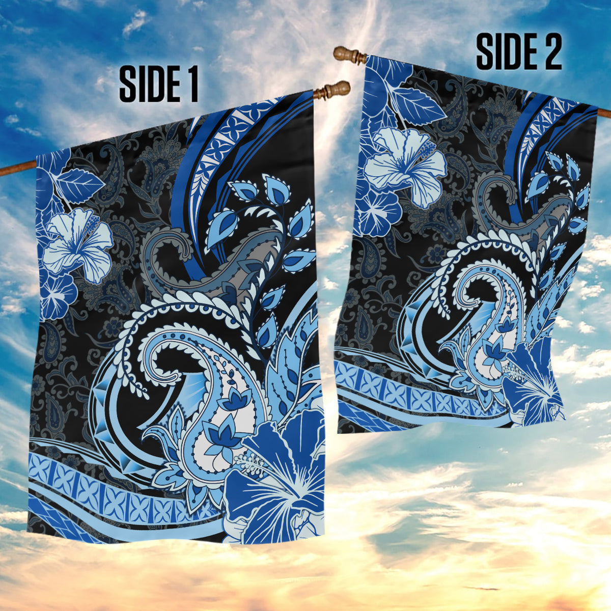 Polynesia Paisley Garden Flag Mix Blue Polynesian Pattern LT05 - Polynesian Pride