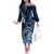 Polynesia Paisley Off The Shoulder Long Sleeve Dress Mix Blue Polynesian Pattern LT05 Women Blue - Polynesian Pride