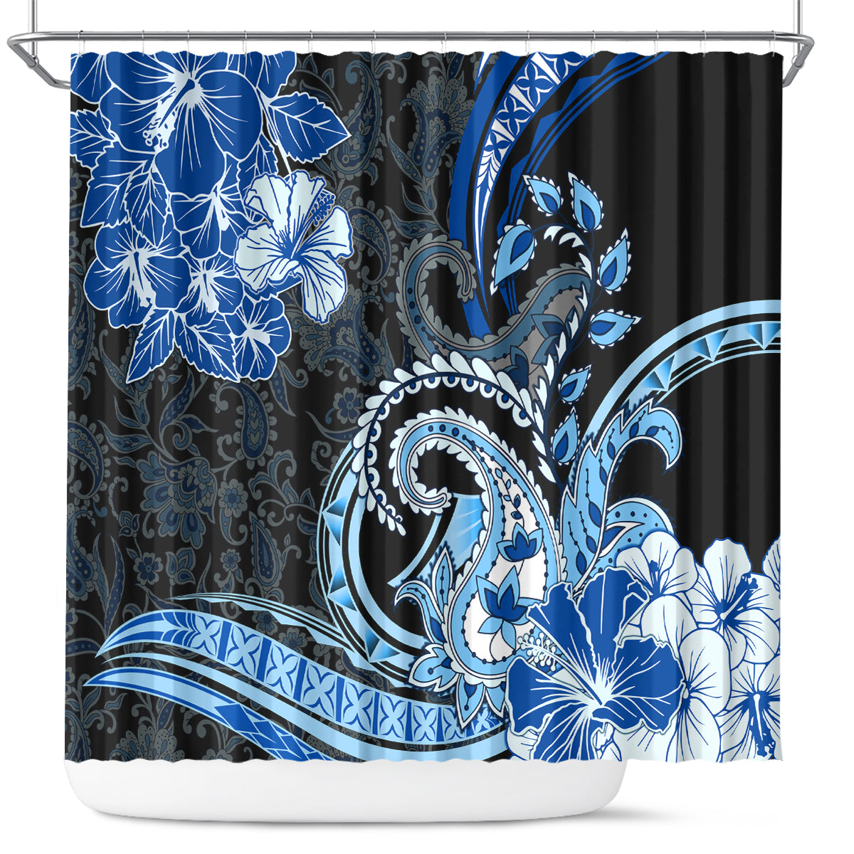 Polynesia Paisley Shower Curtain Mix Blue Polynesian Pattern LT05 Blue - Polynesian Pride