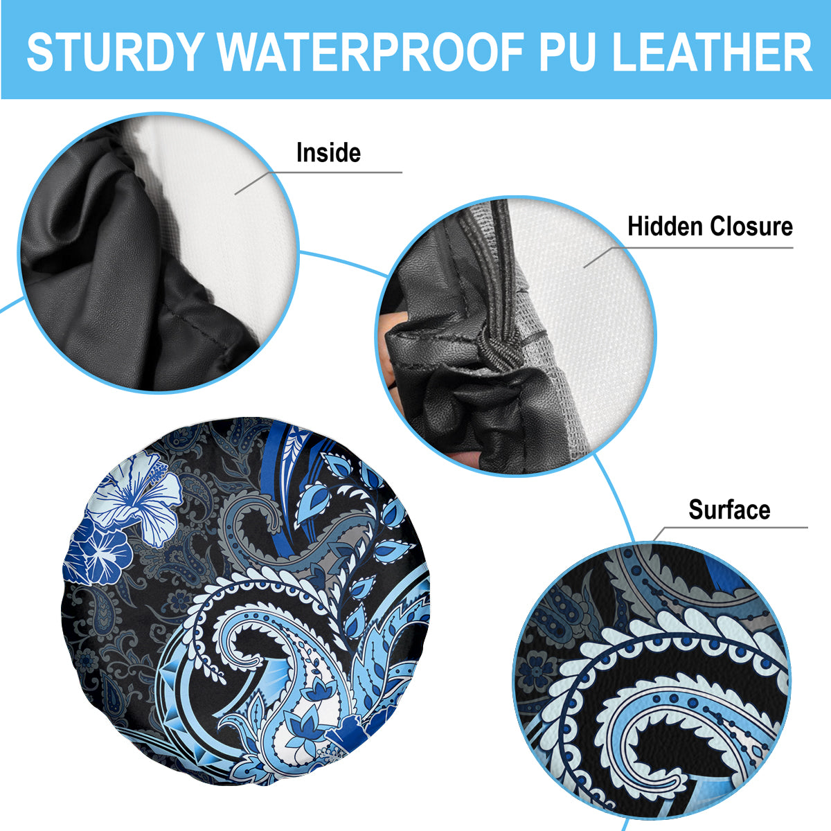 Polynesia Paisley Spare Tire Cover Mix Blue Polynesian Pattern LT05 - Polynesian Pride