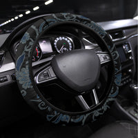 Polynesia Paisley Steering Wheel Cover Mix Blue Polynesian Pattern LT05 Universal Fit Blue - Polynesian Pride
