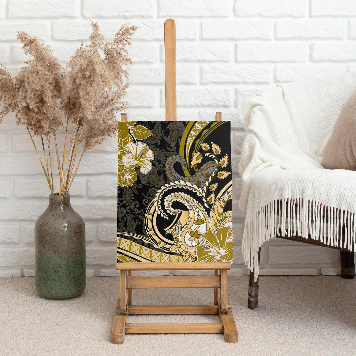 Polynesia Paisley Canvas Wall Art Mix Gold Polynesian Pattern LT05 - Polynesian Pride