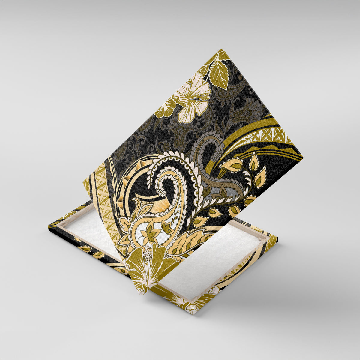 Polynesia Paisley Canvas Wall Art Mix Gold Polynesian Pattern LT05 With Frame Gold - Polynesian Pride