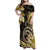 Polynesia Paisley Family Matching Off Shoulder Maxi Dress and Hawaiian Shirt Mix Gold Polynesian Pattern LT05 Mom's Dress Gold - Polynesian Pride