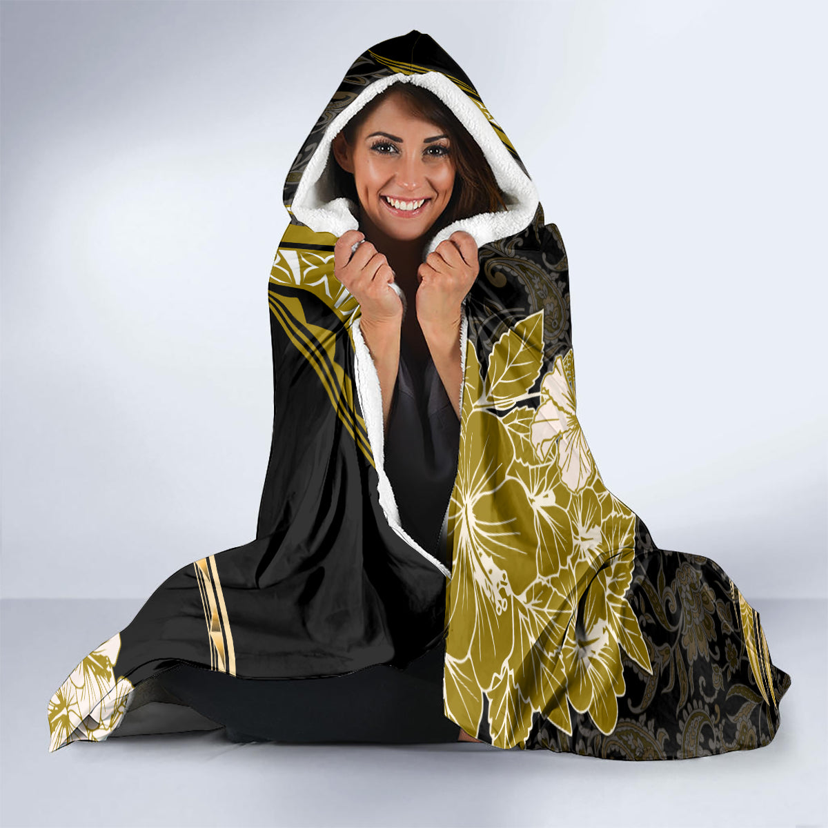 Polynesia Paisley Hooded Blanket Mix Gold Polynesian Pattern LT05 - Polynesian Pride