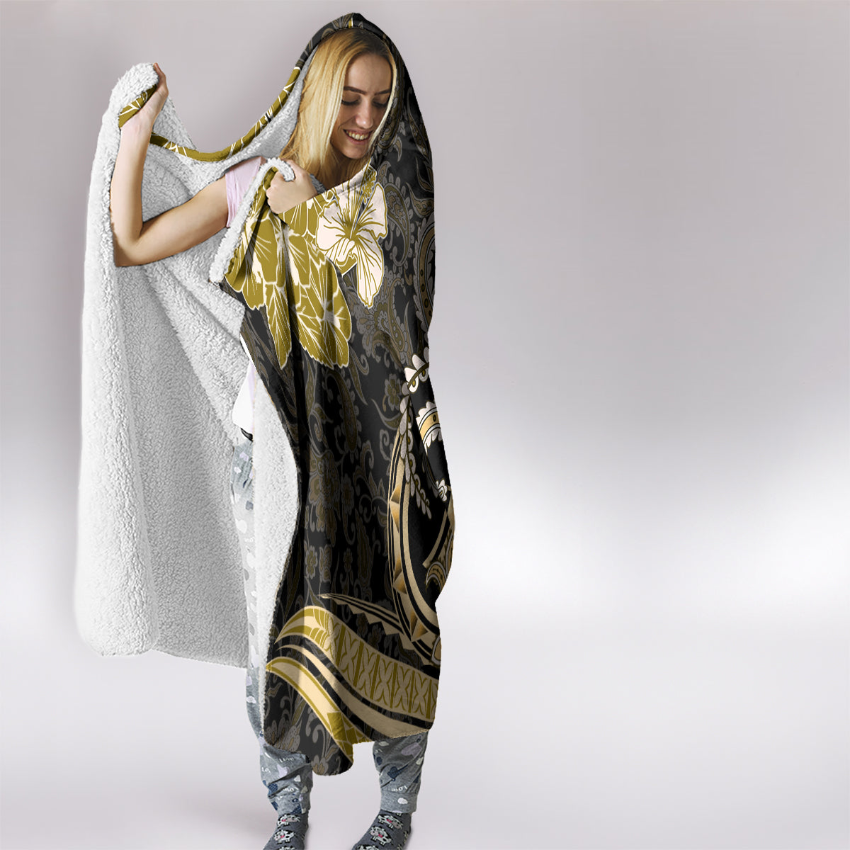 Polynesia Paisley Hooded Blanket Mix Gold Polynesian Pattern LT05 - Polynesian Pride