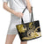 Polynesia Paisley Leather Tote Bag Mix Gold Polynesian Pattern