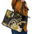 Polynesia Paisley Leather Tote Bag Mix Gold Polynesian Pattern