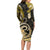 Polynesia Paisley Long Sleeve Bodycon Dress Mix Gold Polynesian Pattern LT05 - Polynesian Pride