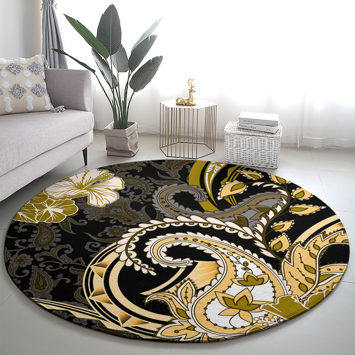 Polynesia Paisley Round Carpet Mix Gold Polynesian Pattern LT05 - Polynesian Pride