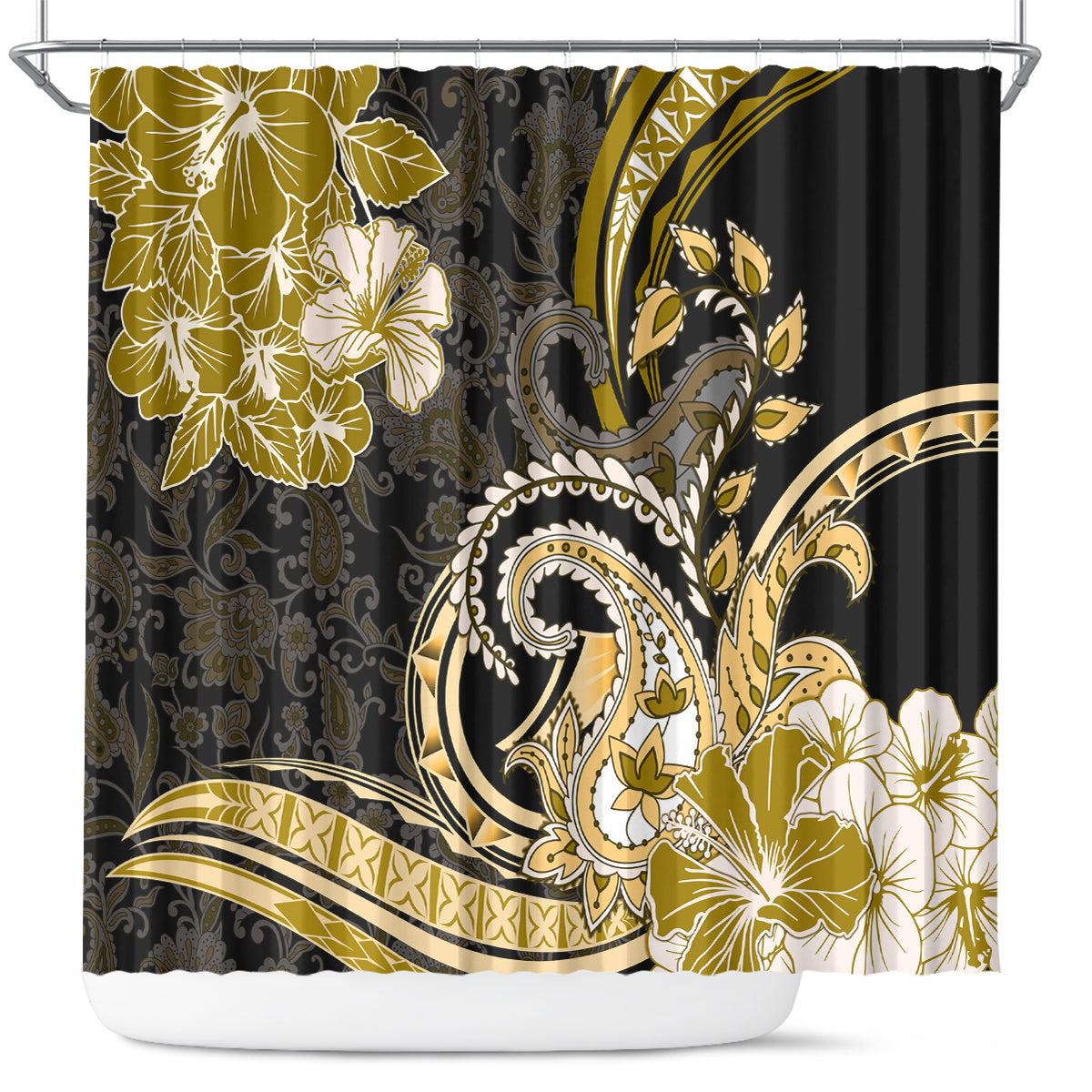 Polynesia Paisley Shower Curtain Mix Gold Polynesian Pattern LT05 Gold - Polynesian Pride