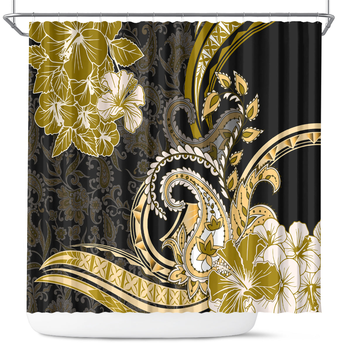 Polynesia Paisley Shower Curtain Mix Gold Polynesian Pattern