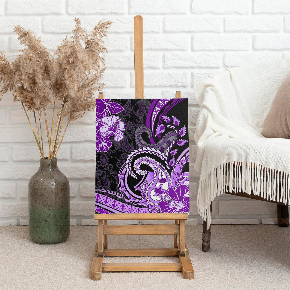 Polynesia Paisley Canvas Wall Art Mix Purple Polynesian Pattern LT05 - Polynesian Pride