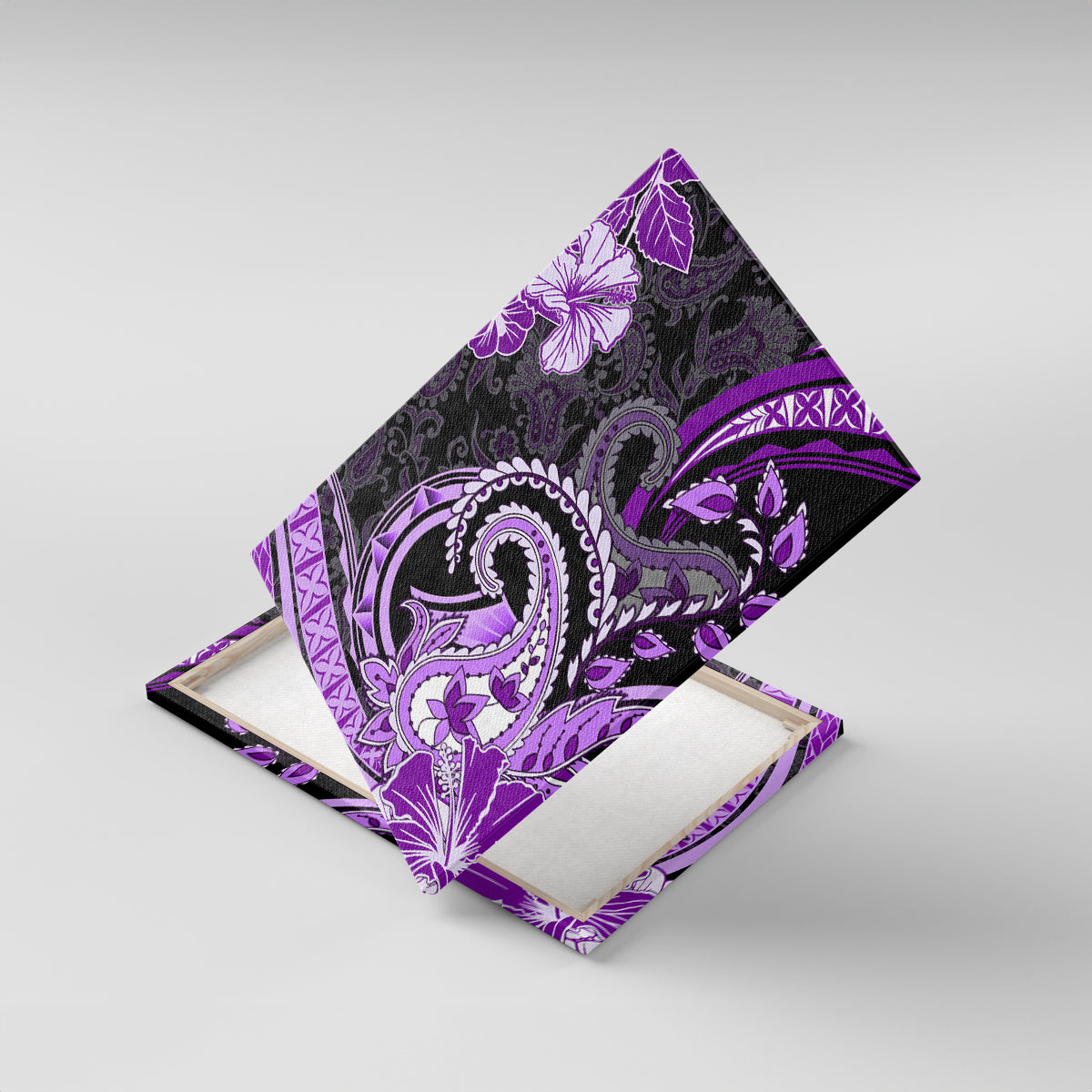 Polynesia Paisley Canvas Wall Art Mix Purple Polynesian Pattern LT05 With Frame Purple - Polynesian Pride