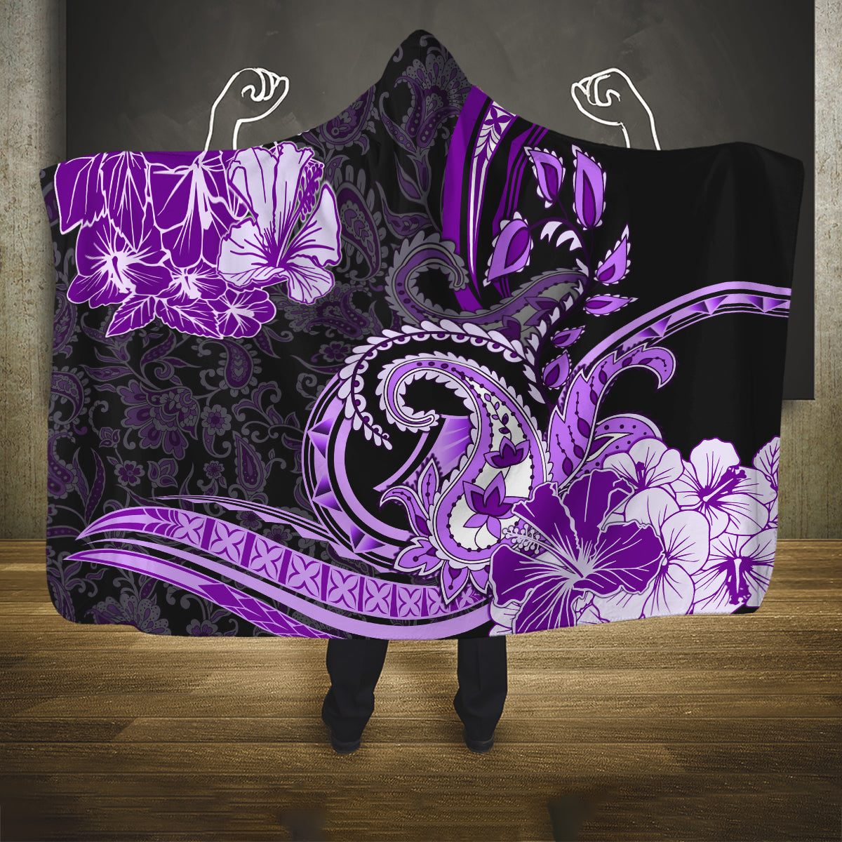 Polynesia Paisley Hooded Blanket Mix Purple Polynesian Pattern LT05 One Size Purple - Polynesian Pride