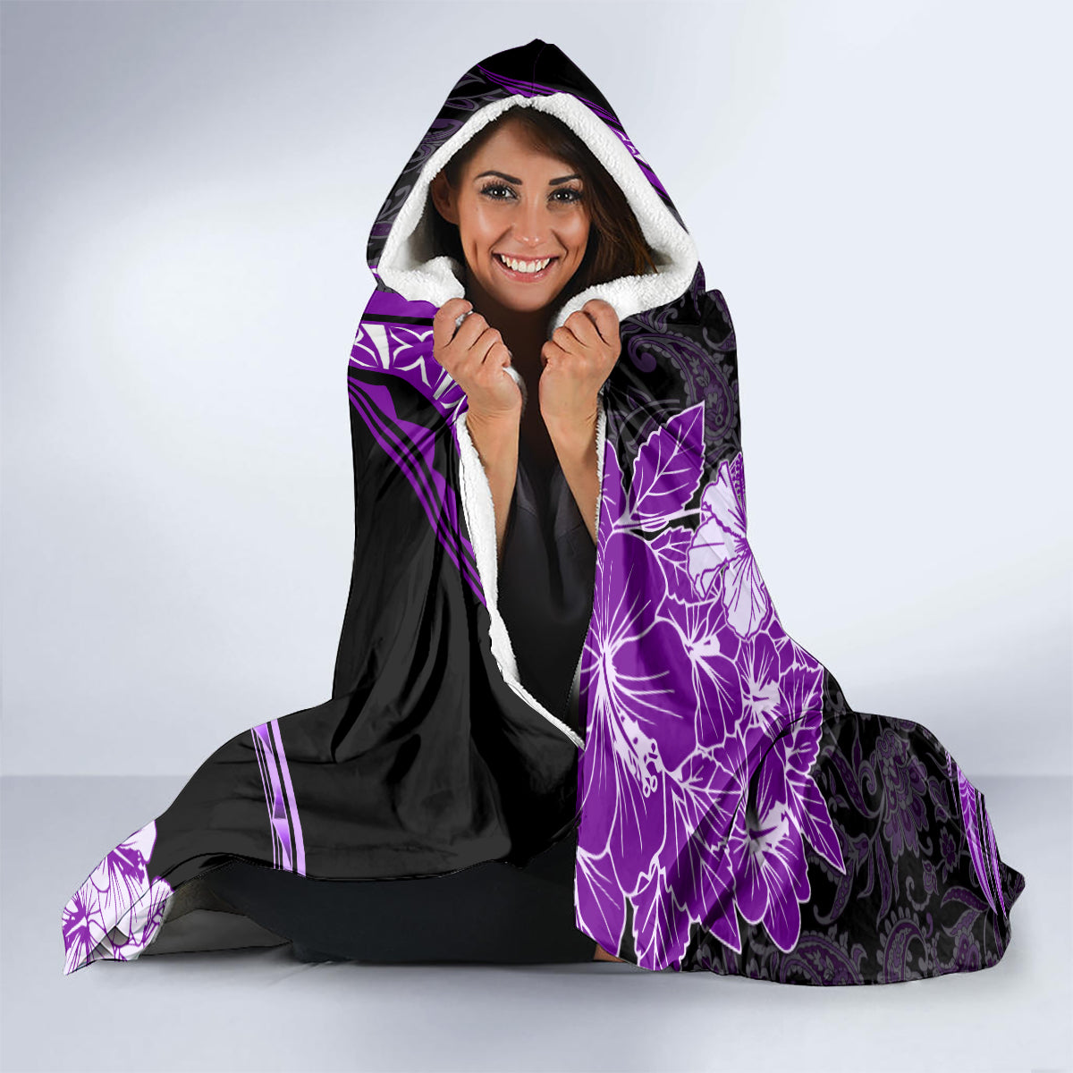Polynesia Paisley Hooded Blanket Mix Purple Polynesian Pattern LT05 - Polynesian Pride