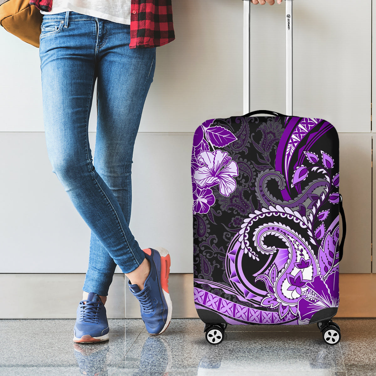 Polynesia Paisley Luggage Cover Mix Purple Polynesian Pattern LT05 - Polynesian Pride