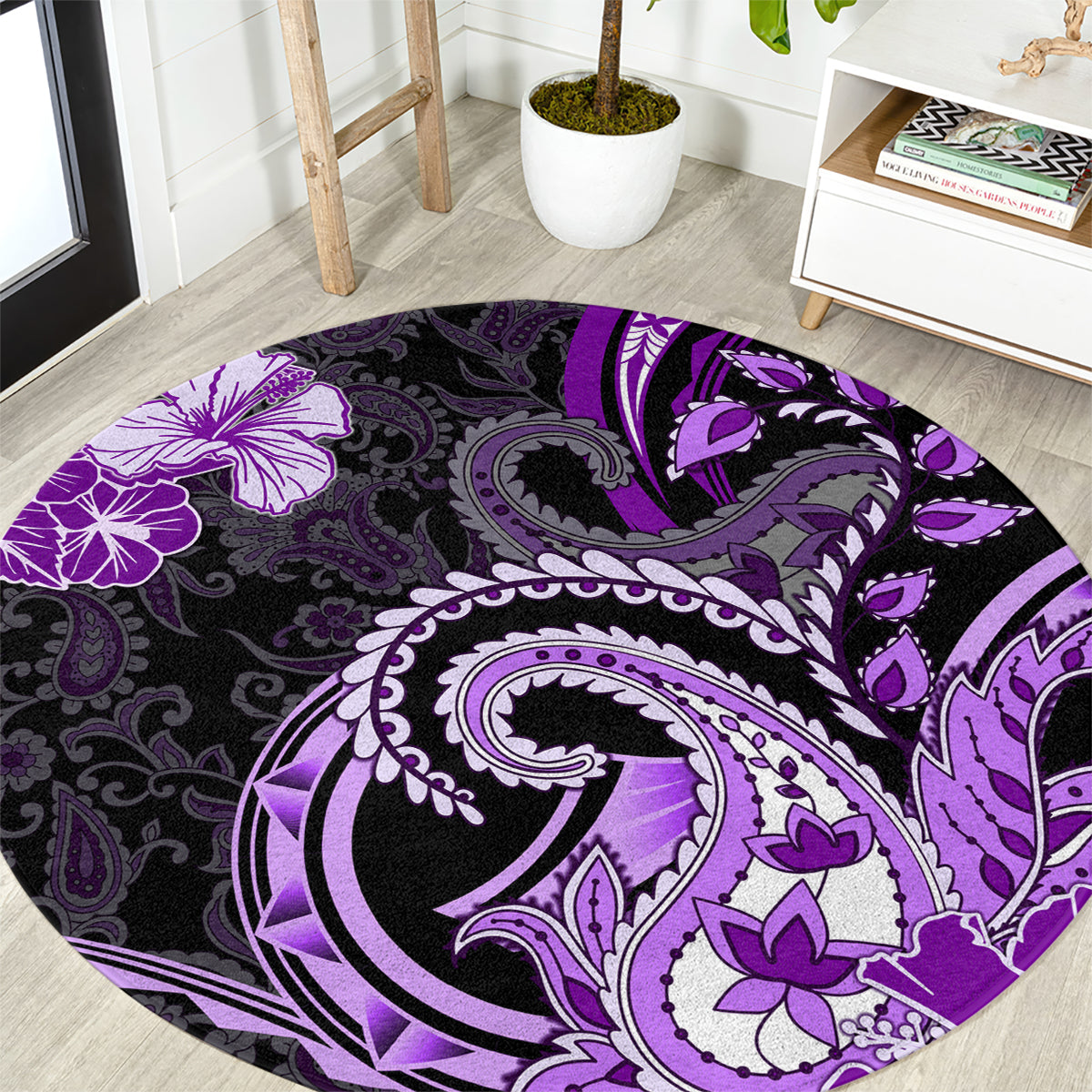 Polynesia Paisley Round Carpet Mix Purple Polynesian Pattern LT05 Purple - Polynesian Pride