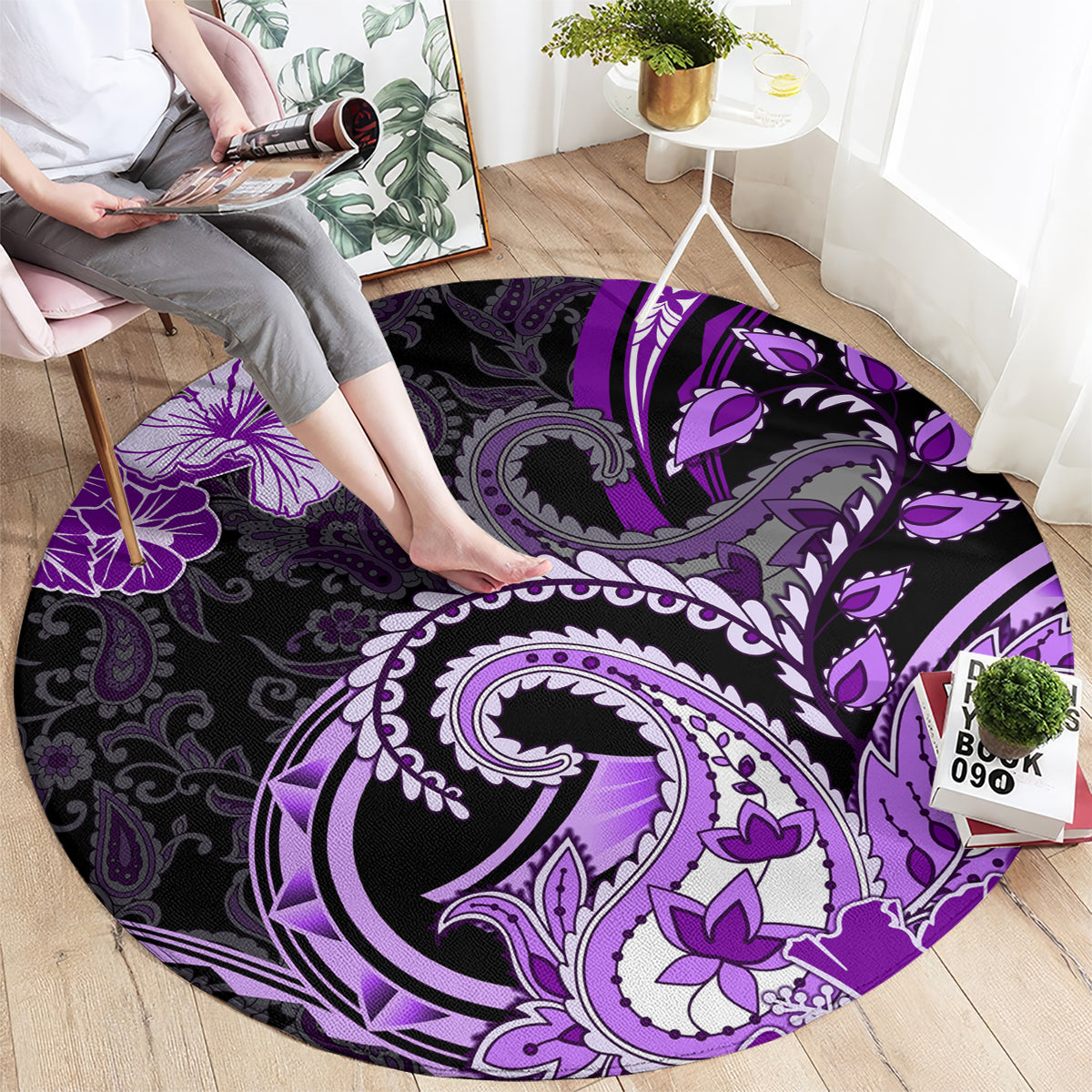 Polynesia Paisley Round Carpet Mix Purple Polynesian Pattern LT05 - Polynesian Pride