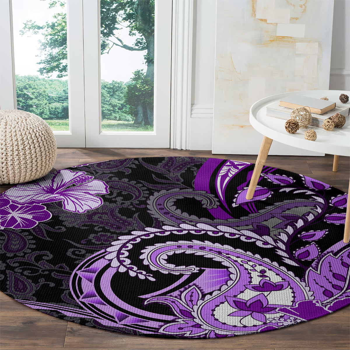 Polynesia Paisley Round Carpet Mix Purple Polynesian Pattern LT05 - Polynesian Pride