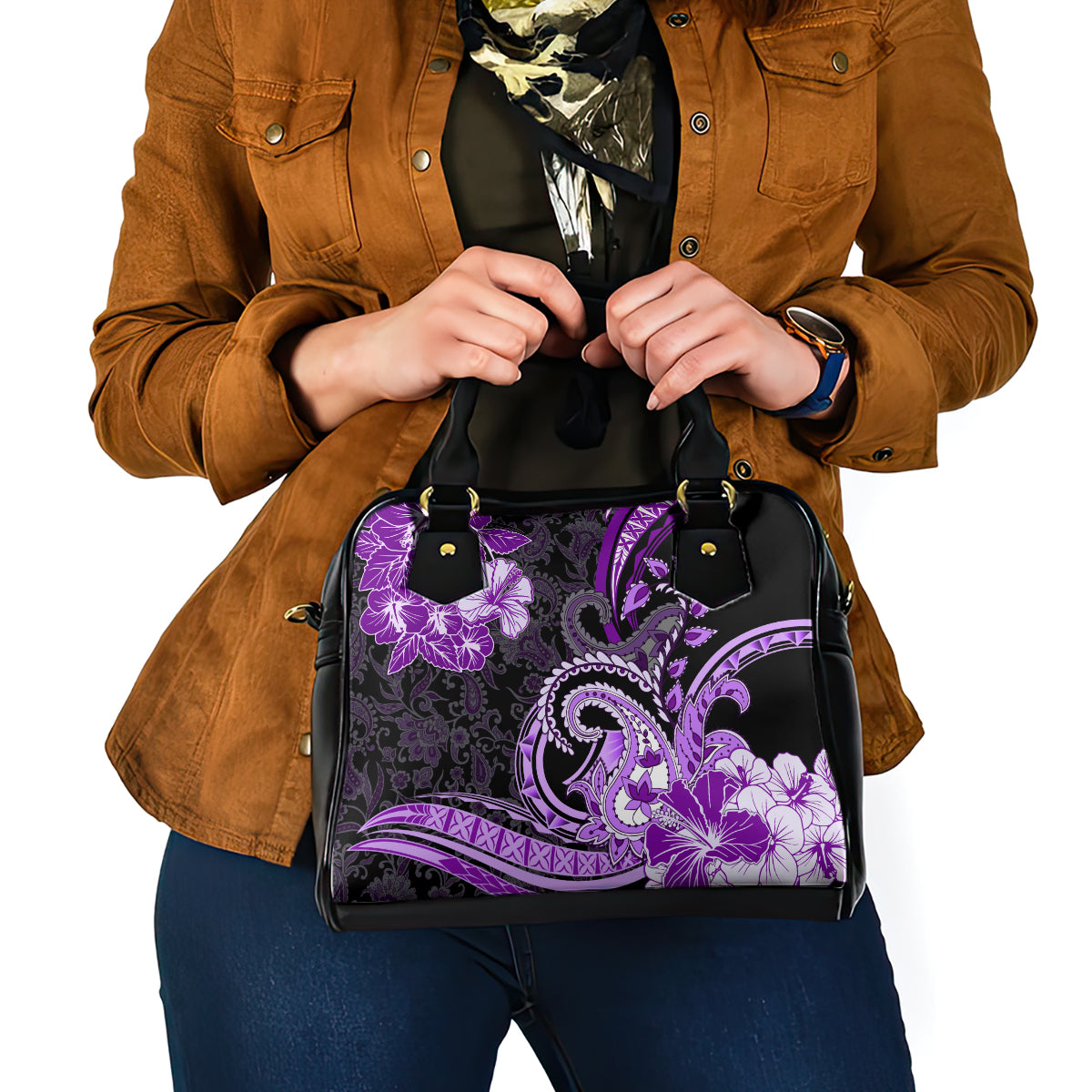 Polynesia Paisley Shoulder Handbag Mix Purple Polynesian Pattern LT05 - Polynesian Pride