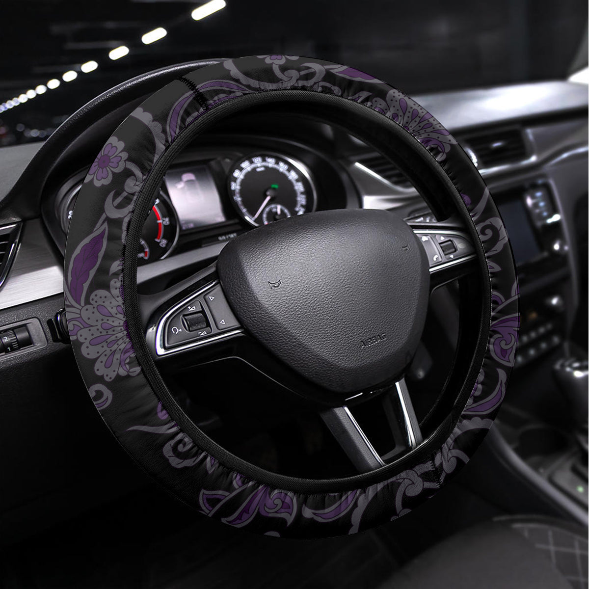 Polynesia Paisley Steering Wheel Cover Mix Purple Polynesian Pattern