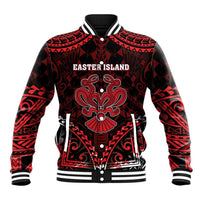Personalised Easter Island Baseball Jacket Polynesian Pattern Emblem LT05 Unisex Black - Polynesian Pride