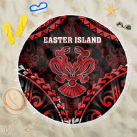 Easter Island Beach Blanket Polynesian Pattern Emblem LT05 One Size 150cm Black - Polynesian Pride