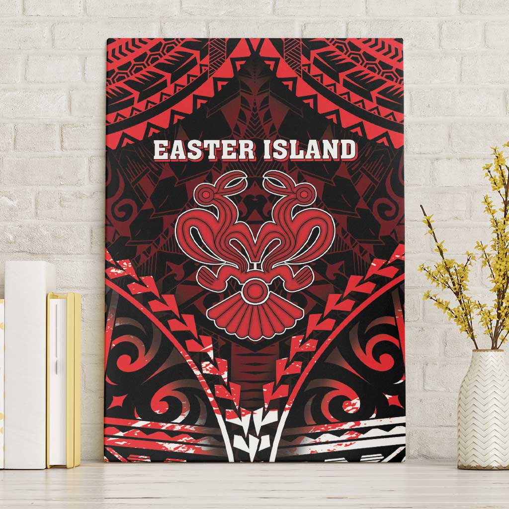 Easter Island Canvas Wall Art Polynesian Pattern Emblem LT05 Without Frame Black - Polynesian Pride