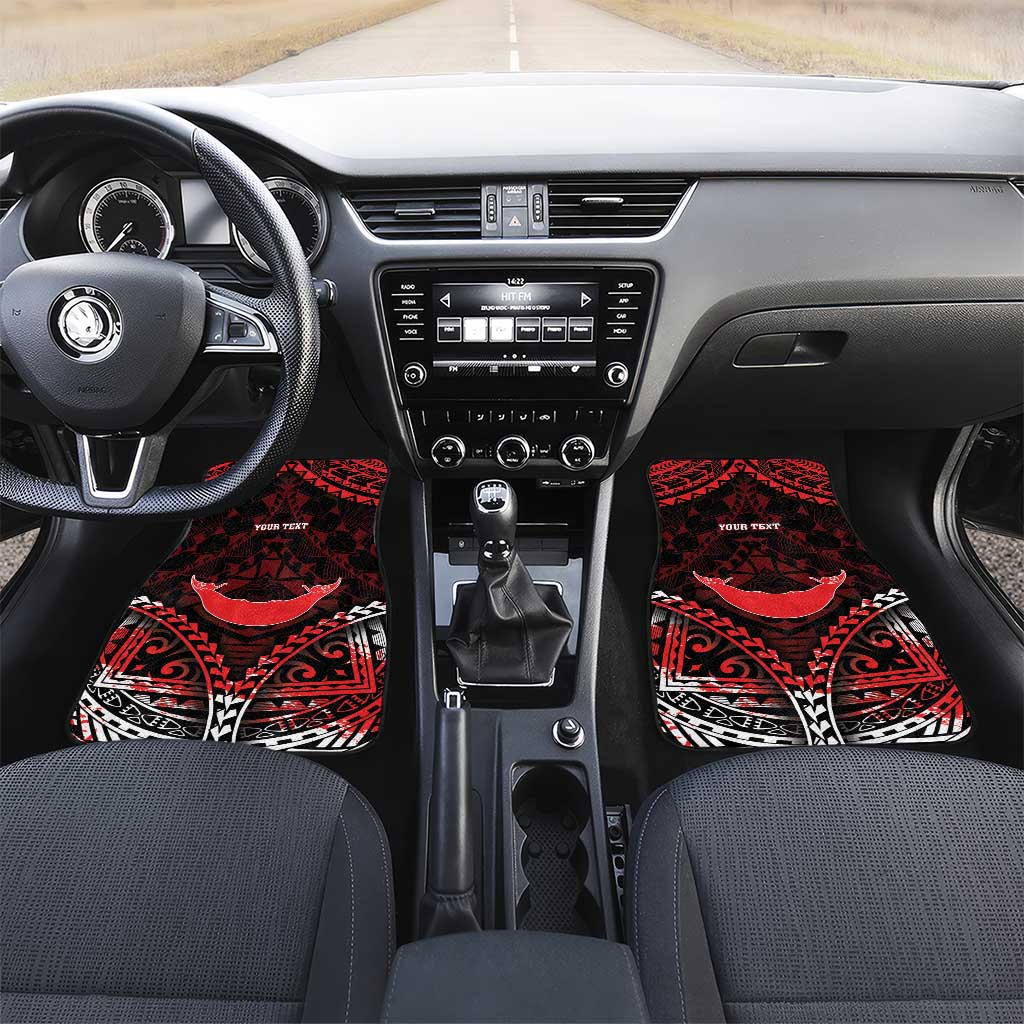 Easter Island Car Mats Polynesian Pattern Emblem LT05 Set 2pcs - Front Black - Polynesian Pride