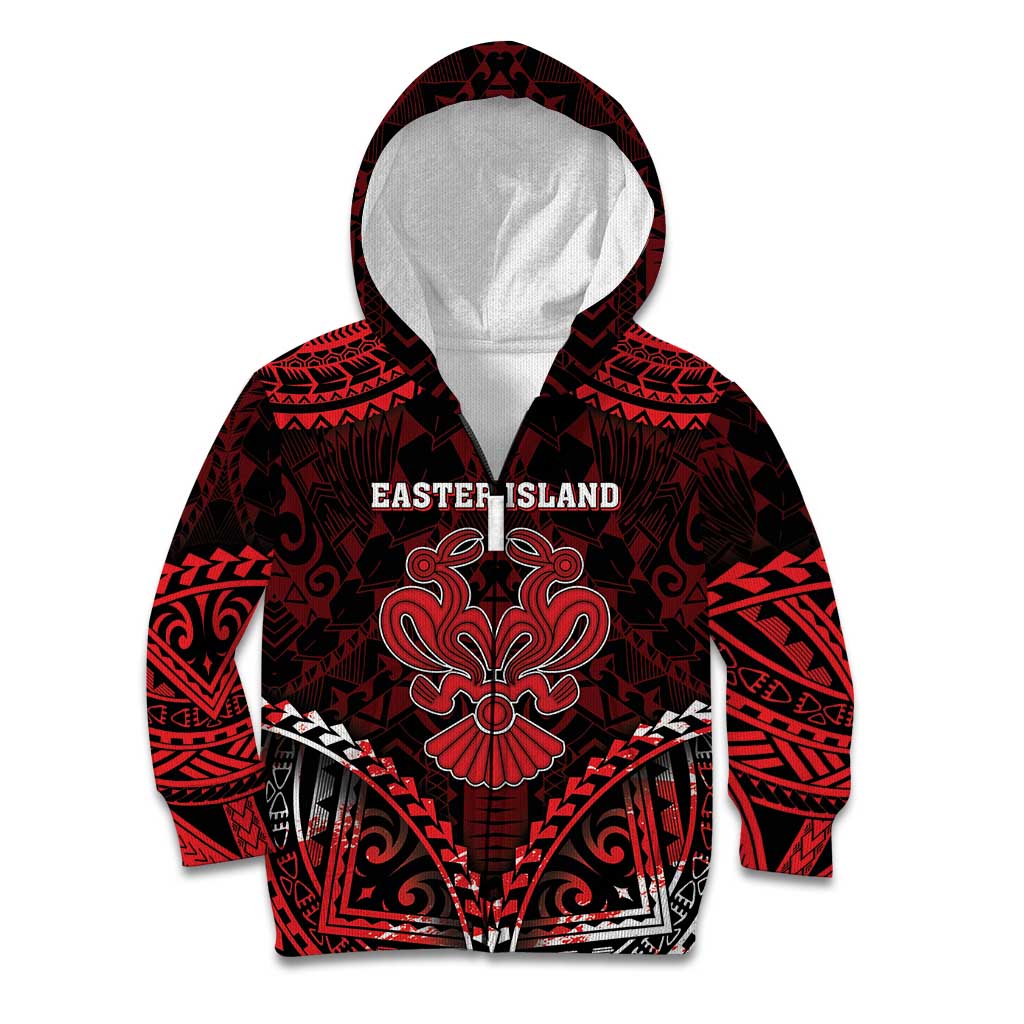 Personalised Easter Island Kid Hoodie Polynesian Pattern Emblem LT05 Zip Hoodie Black - Polynesian Pride