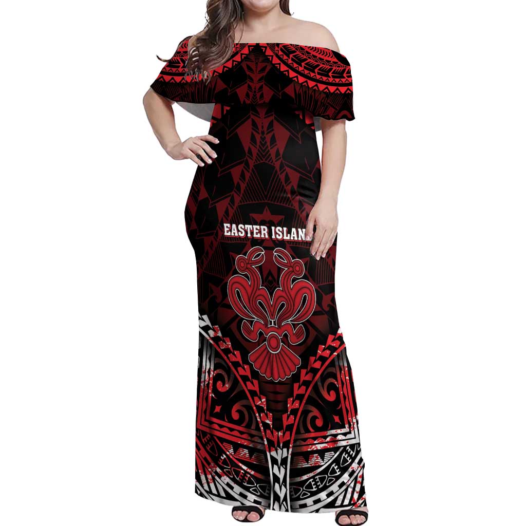 Personalised Easter Island Off Shoulder Maxi Dress Polynesian Pattern Emblem