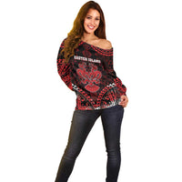 Personalised Easter Island Off Shoulder Sweater Polynesian Pattern Emblem LT05 - Polynesian Pride