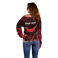 Personalised Easter Island Off Shoulder Sweater Polynesian Pattern Emblem LT05 - Polynesian Pride