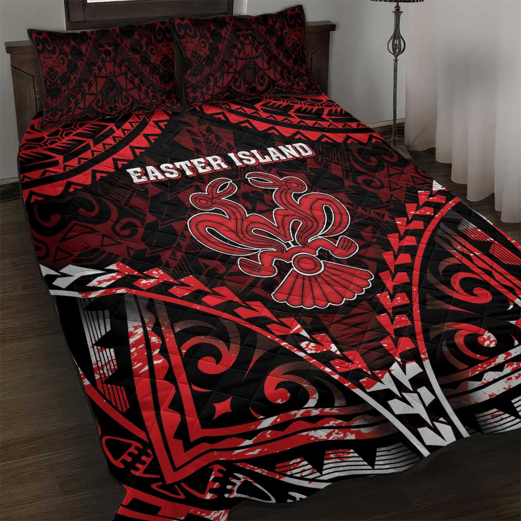 Easter Island Quilt Bed Set Polynesian Pattern Emblem LT05 Black - Polynesian Pride