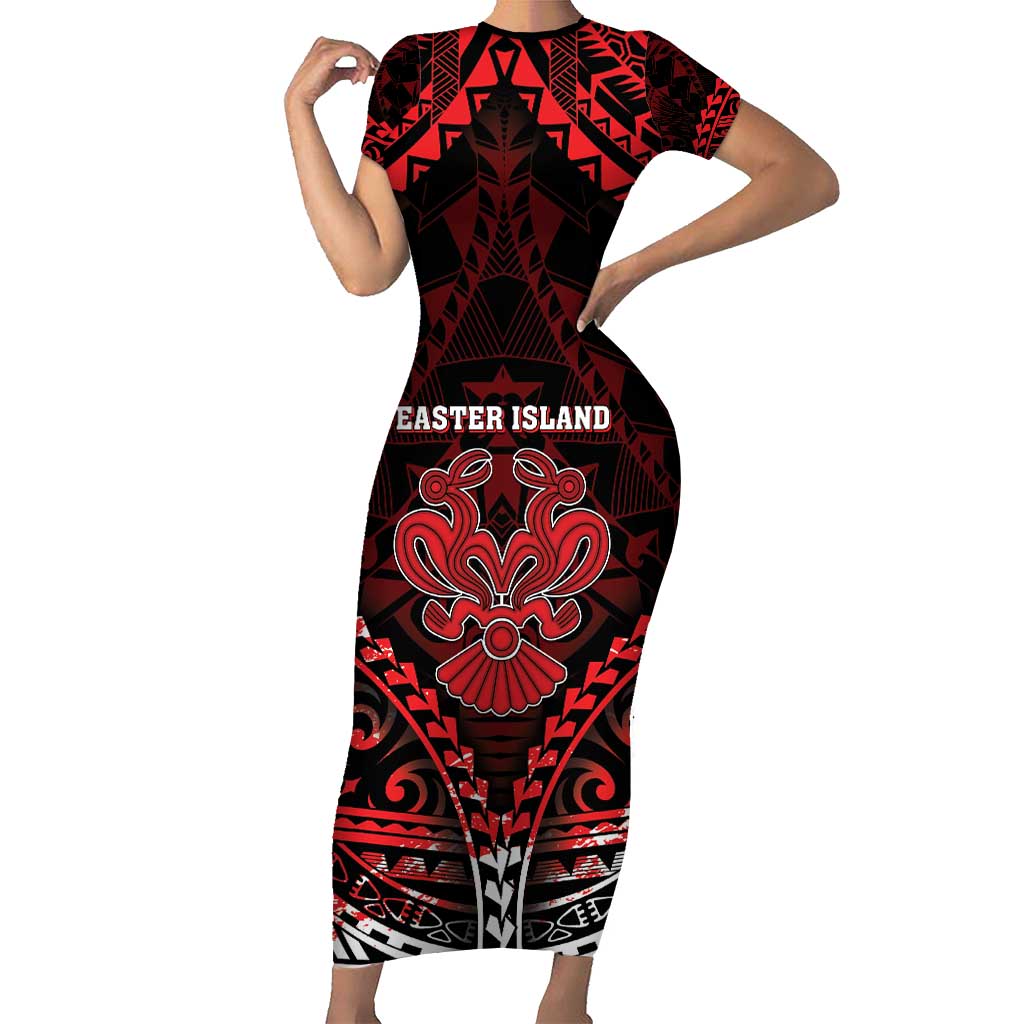 Personalised Easter Island Short Sleeve Bodycon Dress Polynesian Pattern Emblem