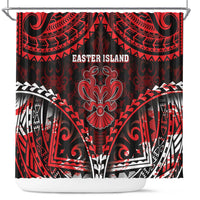 Easter Island Shower Curtain Polynesian Pattern Emblem LT05 Black - Polynesian Pride