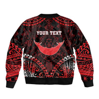 Personalised Easter Island Sleeve Zip Bomber Jacket Polynesian Pattern Emblem LT05 - Polynesian Pride