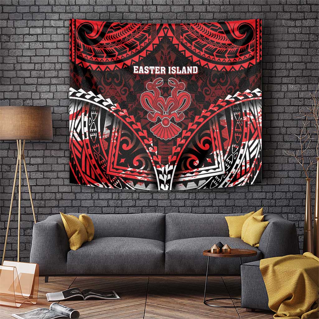 Easter Island Tapestry Polynesian Pattern Emblem LT05 Black - Polynesian Pride