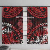 Easter Island Window Curtain Polynesian Pattern Emblem LT05 With Hooks Black - Polynesian Pride
