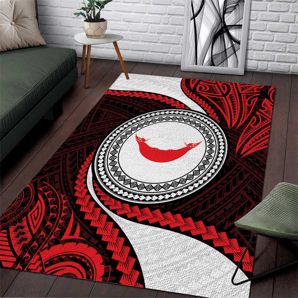 Easter Island Area Rug Moai Statues Polynesian Style LT05 Red - Polynesian Pride