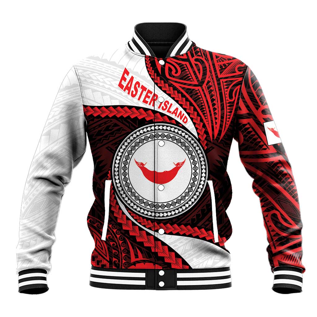 Easter Island Baseball Jacket Moai Statues Polynesian Style LT05 Unisex Red - Polynesian Pride