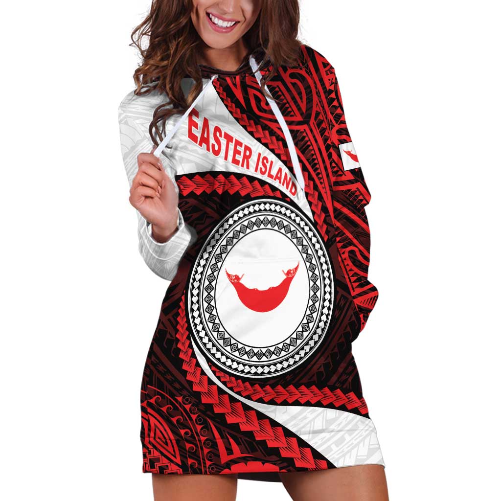 Easter Island Hoodie Dress Moai Statues Polynesian Style LT05 Red - Polynesian Pride