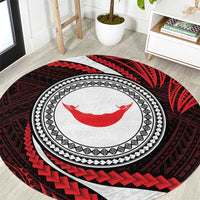 Easter Island Round Carpet Moai Statues Polynesian Style LT05 Red - Polynesian Pride
