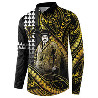 Hawaii Kuhio The Citizen Prince Button Sweatshirt Gold Polynesian Tribal Tattoo LT05 - Polynesian Pride