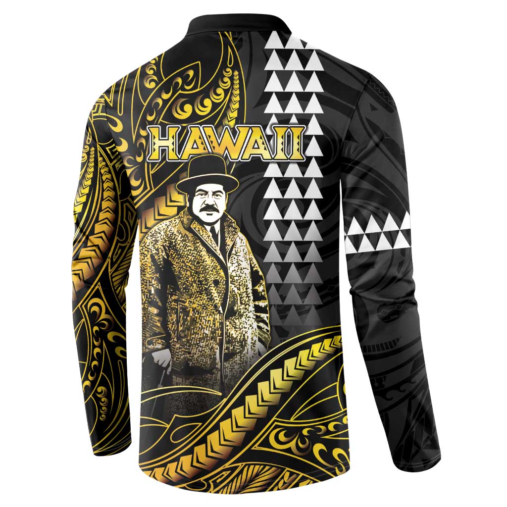 Hawaii Kuhio The Citizen Prince Button Sweatshirt Gold Polynesian Tribal Tattoo LT05 - Polynesian Pride
