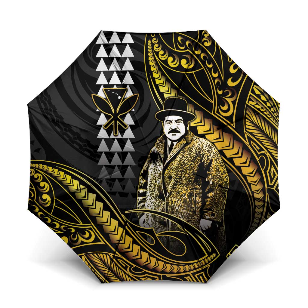 Hawaii Kuhio The Citizen Prince Umbrella Gold Polynesian Tribal Tattoo LT05 One Size Folded 11.42 inch Opened Diameter 37.4 inch Gold - Polynesian Pride
