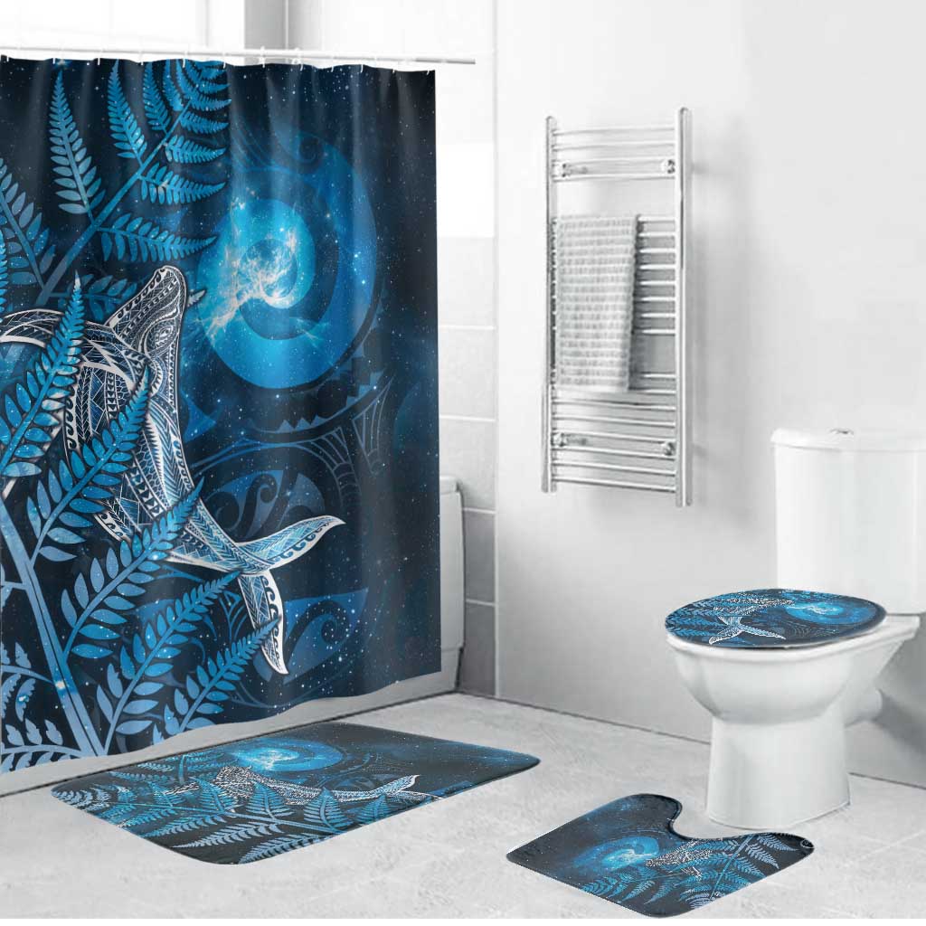 New Zealand Matariki Bathroom Set Maori Koru With Humpback Whale Blue LT05 Bathroom Set (4 pcs) Blue - Polynesian Pride